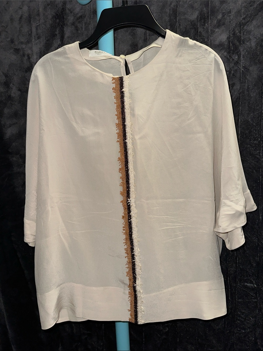 Barba Satin Top in Light Beige